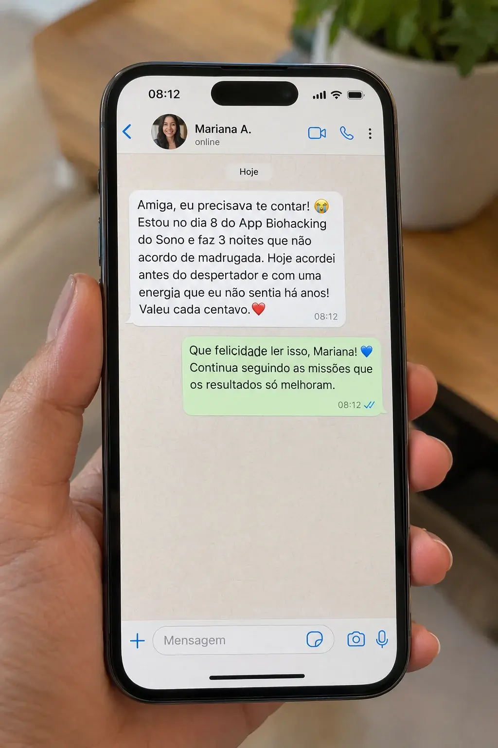 Relato enviado por WhatsApp sobre os resultados no dia 8